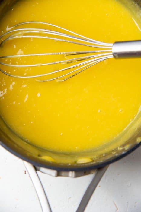 Lemon curd mixture ready.
