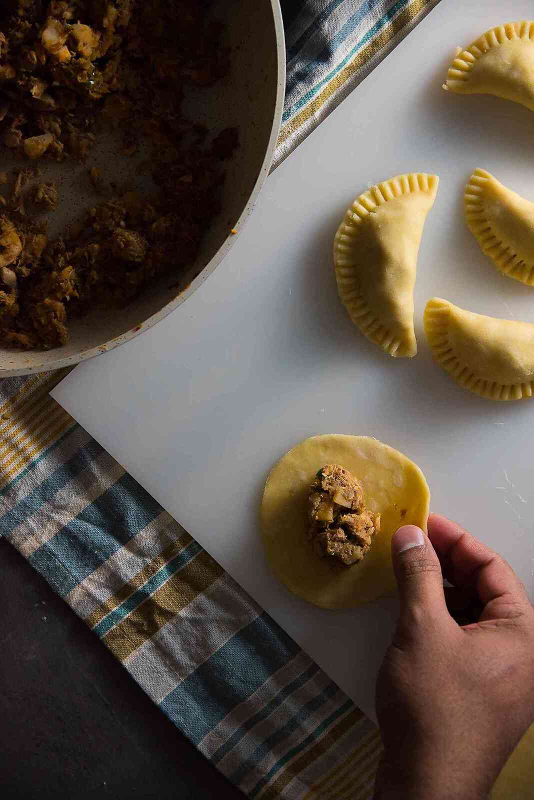 Sri Lankan Fish Patties - I prefer to fill the casings with balls of the filling, so I can fill it more.