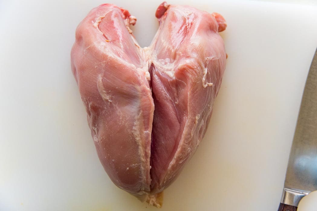 Make sure to cut along the breast to fully fillet the breast meat.