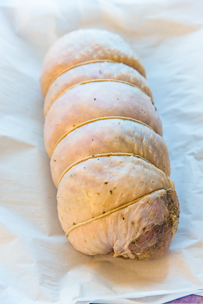 A Turkey Roulade that is ready to be cooked. 