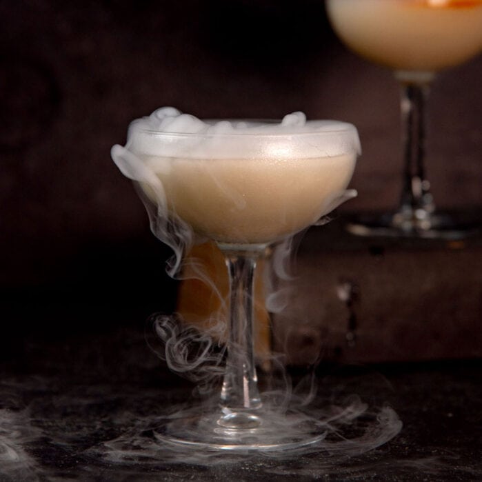 A square image of Harry Potter cocktail called unicorn blood cocktail.